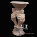 Garden Decorative indoor hand carved yellow stone flowerpot